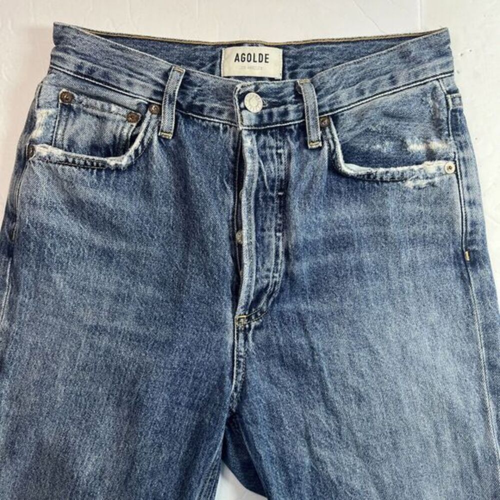 AGOLDE LA Riley‎ Distressed Button Fly Straight Cropped Leg Jeans Size 24